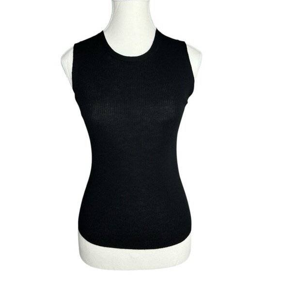 Everlane‎ Women's NWT Black The Ultrafine Merino Ribbed Shell Tank Sweater S/C23 - Picture 1 of 13